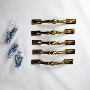 5 Vintage Brass Drawer Pull Handles With Screws Decorative Antique Finish